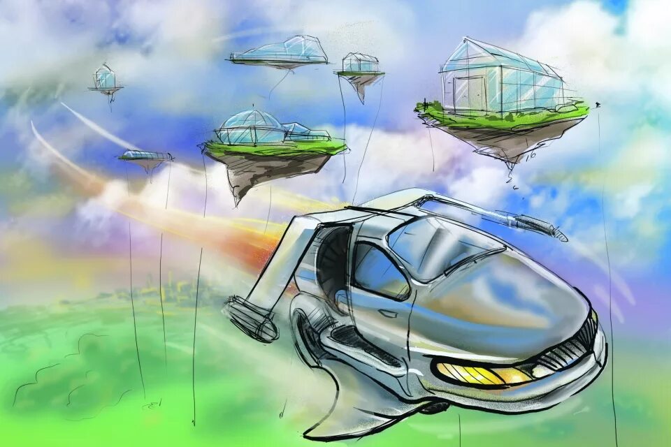 Автомобиль будущего рисунок. Летающая машина рисунок. Рисунок автомобиль в будущем. Машины будущего глазами детей. Рисунки на тему автомобили