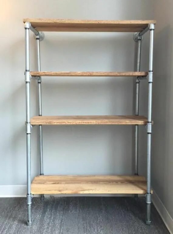 Industrial Pipe Bathroom Towel Rail With Double Rustic Oak Shelf eBay