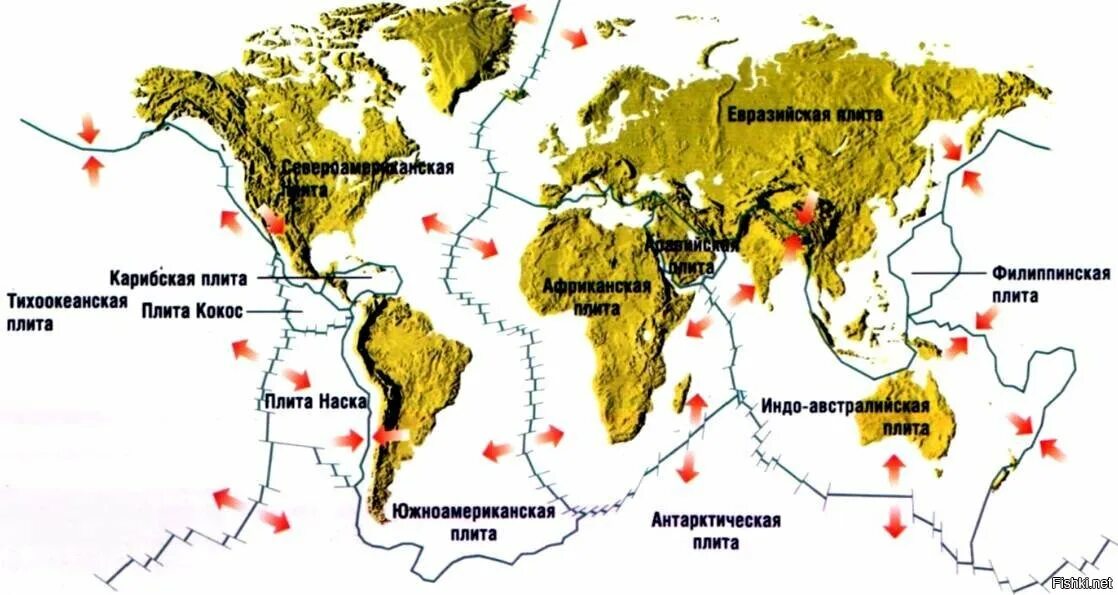 Линия землетрясений. Карта тектонических плит и разломов Евразии. Карта сдвига тектонических плит.