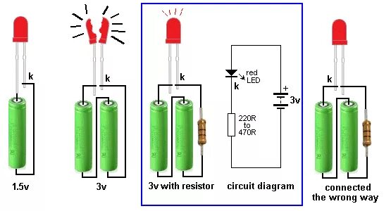 Диоды 2 ома сопротивление. Схема подключения светодиодов к батарейке 3v. Схема подключения светодиода от батарейки 1.5 v. Схема включения светодиода через резистор. Схема подключения диода от батарейки.