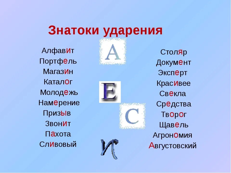 Ударение в словах алфавит звонит понял краны