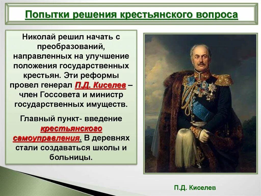 Результаты первой попытки. П Д Киселев при Николае 1 реформа. Киселев при Николае 1 Крестьянская реформа. Реформа Киселева при Николае 1. П Д Киселев реформа государственной деревни.