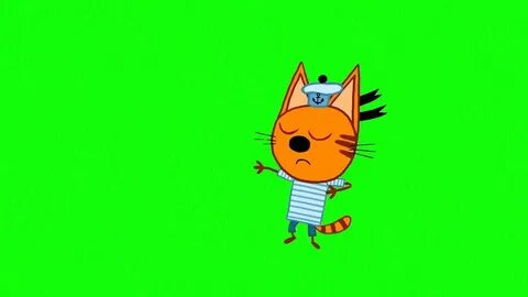 Карамелька из 3 кота на зеленом фоне