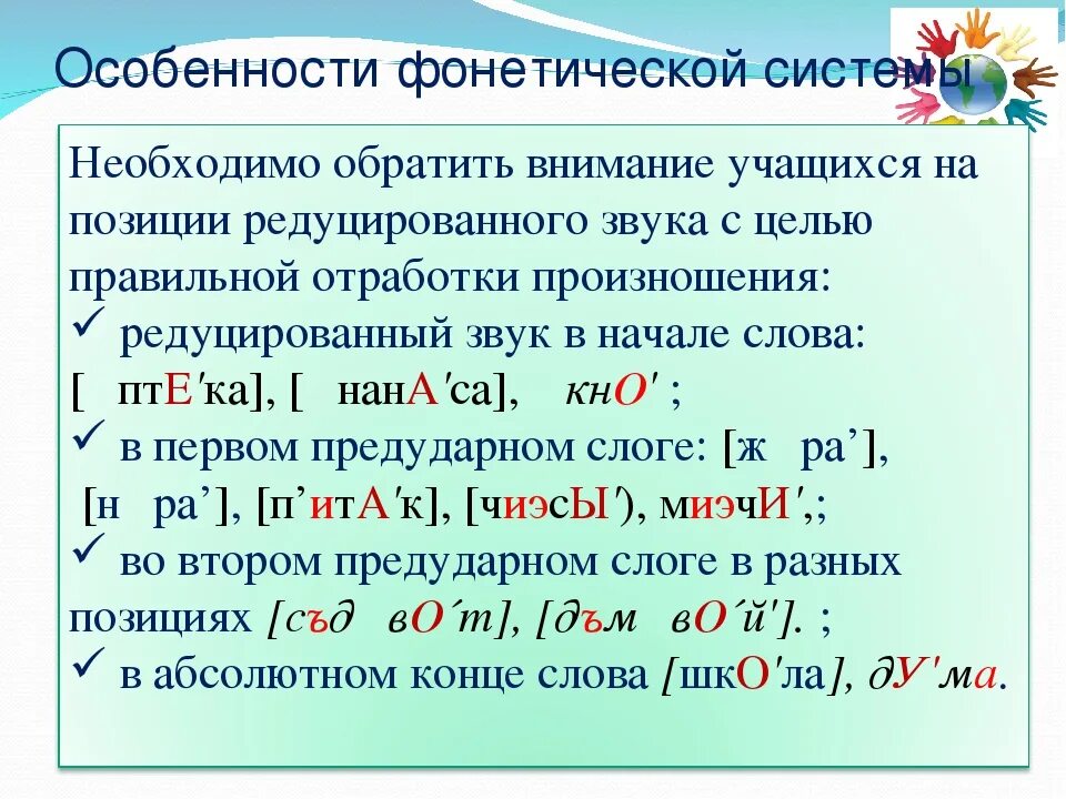 Звуковое система слов