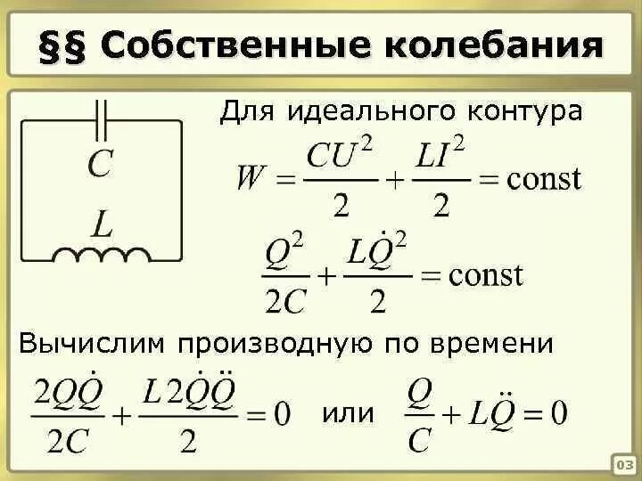 Как изменяется частота колебательного контура. Формула собственных колебаний контура. Собственные колебания в колебательном контуре. Собственные электромагнитные колебания в контуре. Собственные электрические колебания формулы.