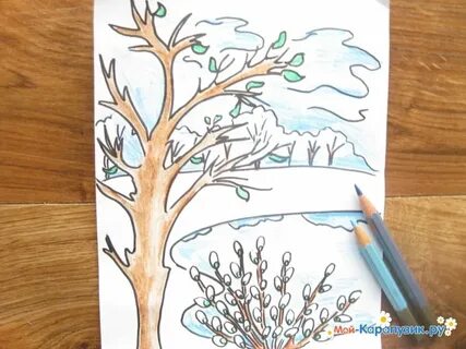 Рисуем с детьми весну карандашами