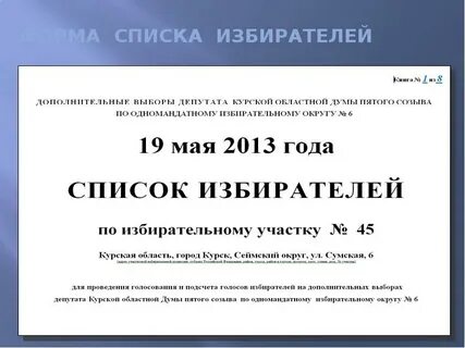 В список избирателей в том