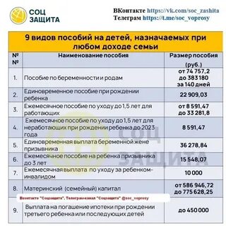 Пособия воронеж