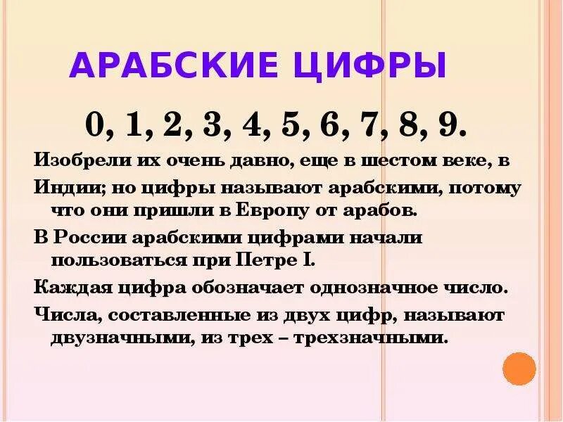 Есть цифры арабские и