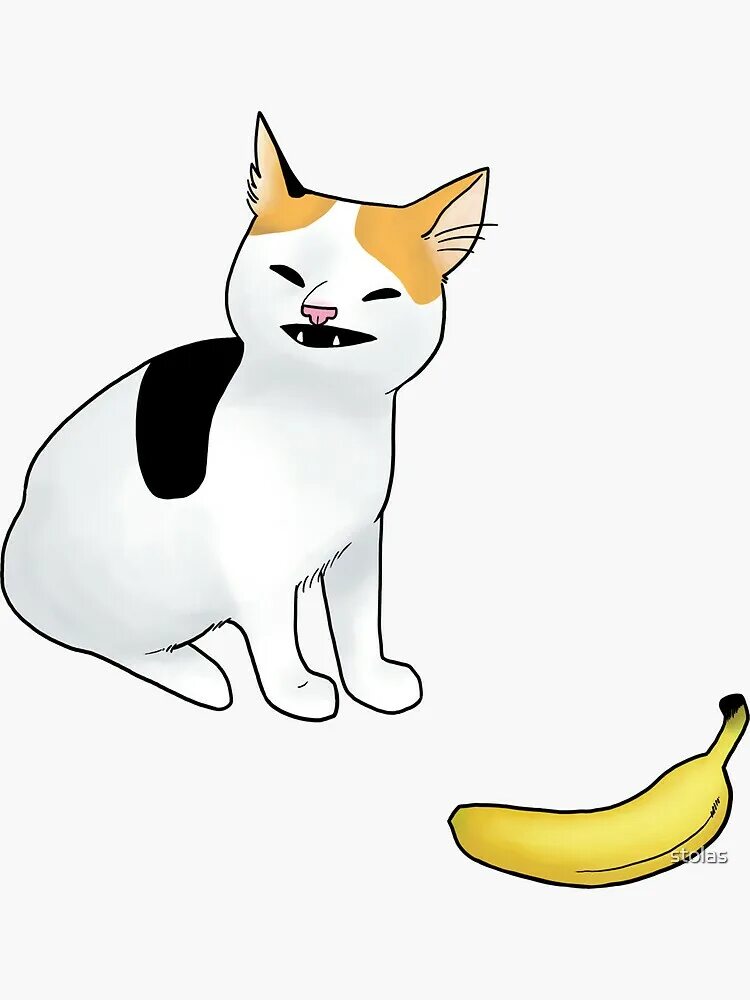 Cat doesn t. Banana Cat Стикеры. Le Fu кот. Кот банан Мем. Эскиз банана Кэт.