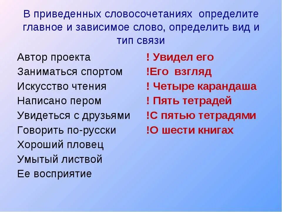 Составьте словосочетания с приведенными словами. Словосочетания с определённы. Спортивные словосочетания. Словосочетание узнает узнаёт.