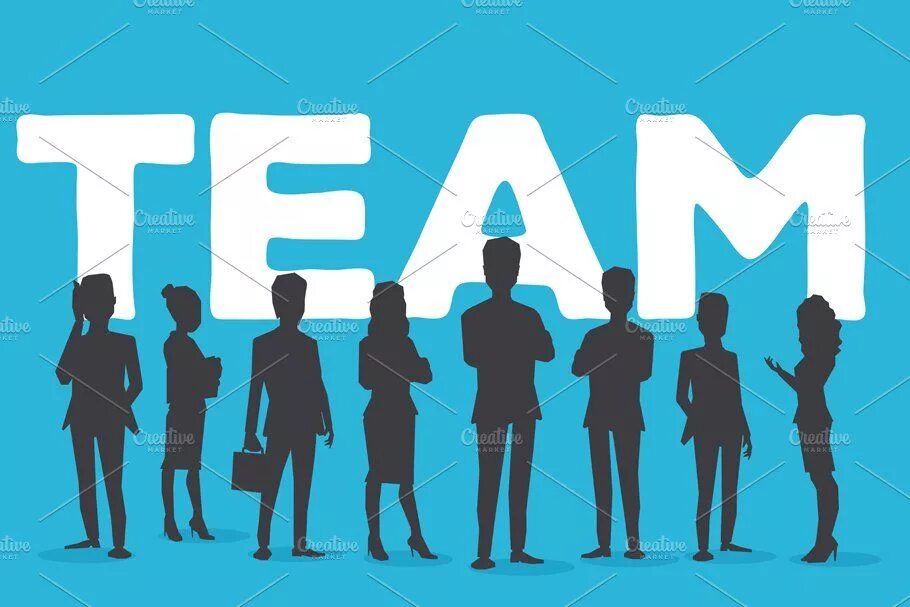 One for the team. Teamwork vector. word of 1 team in black background.