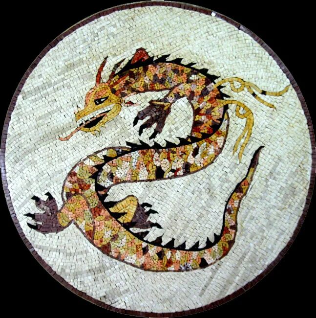 Мозаик драгон. Античные мозаики дракон. Дракон из мозаики.