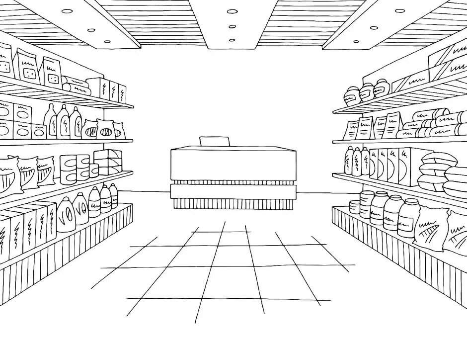 Магазин внутри рисунок. Эскиз продуктового магазина. Магазин изнутри картинки. Магазин внутри рисунок. Магазин внутри рисунок.