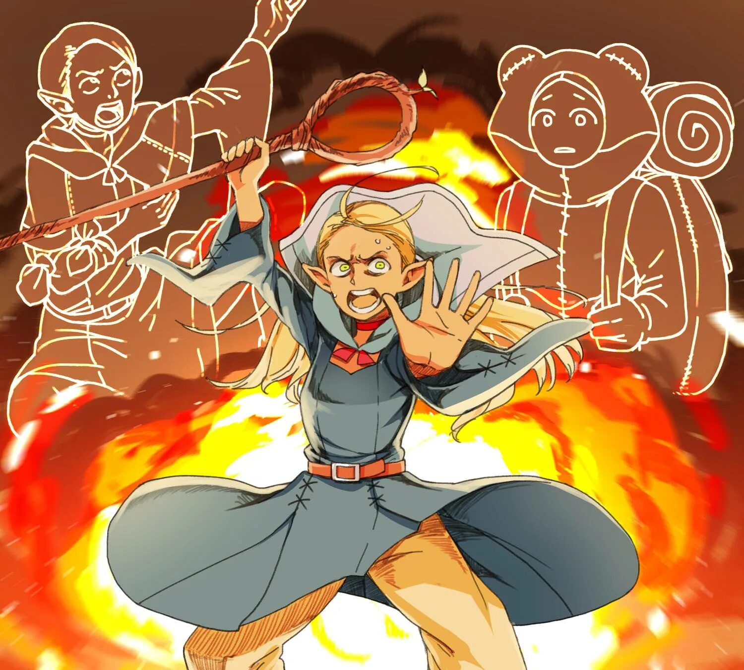 Marcille Dungeon Meshi. Марсилль Донато. Marcille Dungeon Meshi Art. Dungeon Meshi izutsumi. Dungeon meshi characters