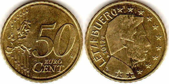Люксембург 50. Монета 50 евроцентов. Монета 50 центов евро. 50 Евроцентов 2010 года Люксембург. 50 Евроцентов 2012 года.