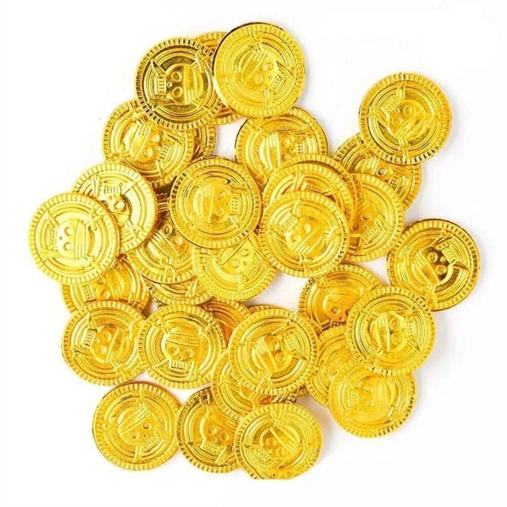 Золотой дом монеты купить. Золотая бутафорская монета. Пиратские золотые монеты. Пластиковые золотые монеты. Золотые монеты для детей.