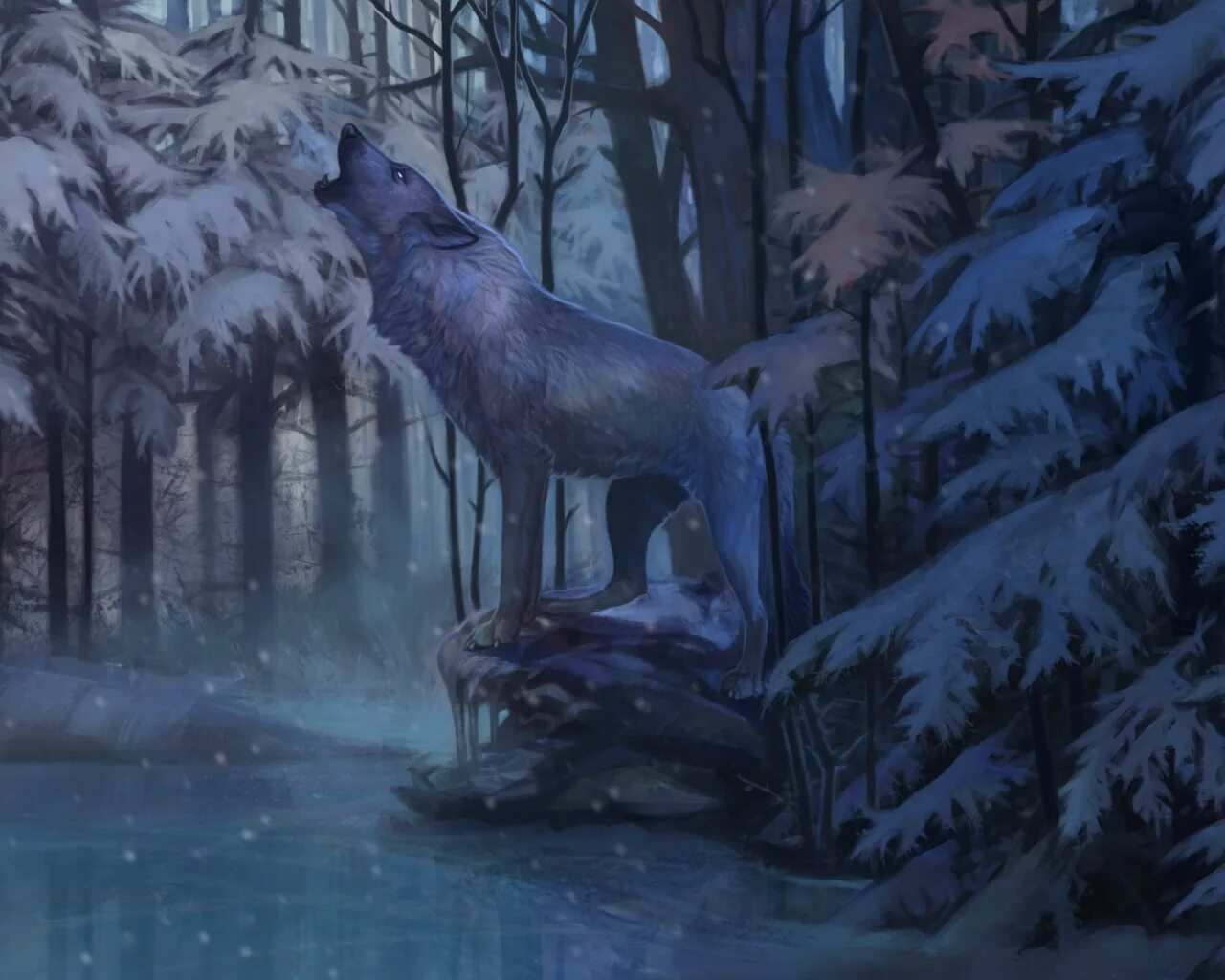 Заколдованный волк. Волк в лесу. Зимний лес фэнтези. Волк арт. Красивые арты Волков.