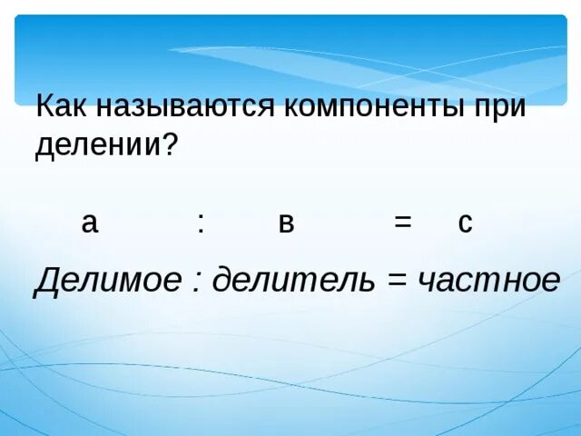 Компоненты при делении. Компоненты при делегие. Название компонентов деления. Как называются компоненты при делении. Числа при делении 2 класс презентация