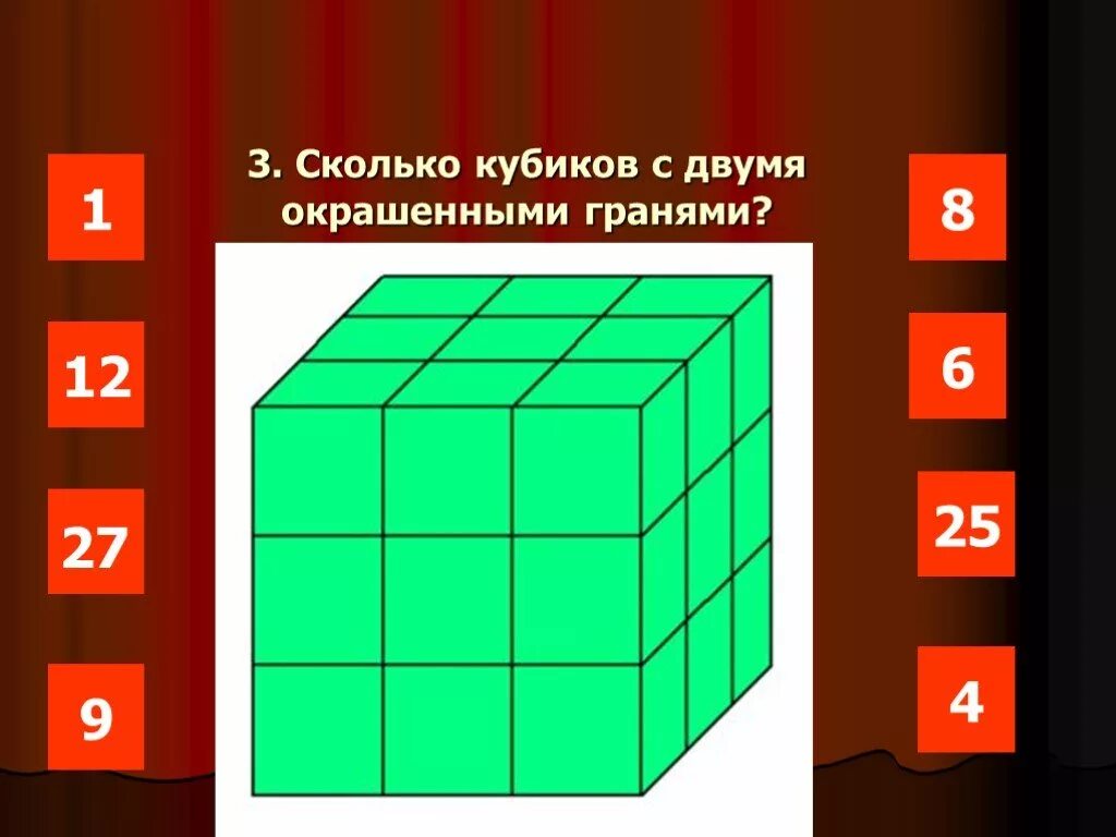 Сколько получится кубов. Сколько кубиков. Сколько сторон у кубика. Куб распилили на маленькие кубики. Задача на куб с тремя окрашенными гранями.