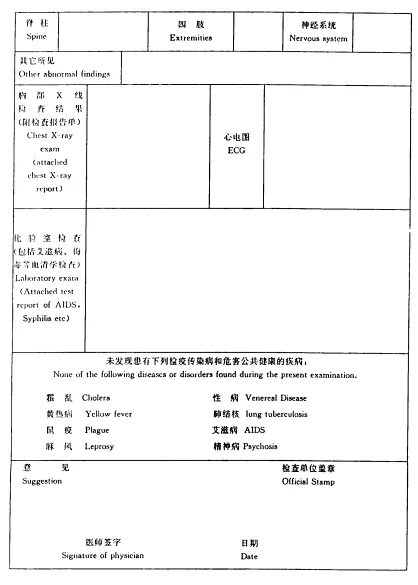 Foreigner physical examination form. Physical examination record for foreigner. physical examination record for foreigner china. physical examination record for foreigner на русском.
