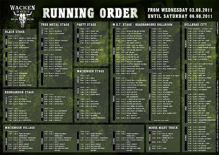In order to run. Wacken open air афиша. wacken 2019 участники. wacken open air 2013 участники. running order.