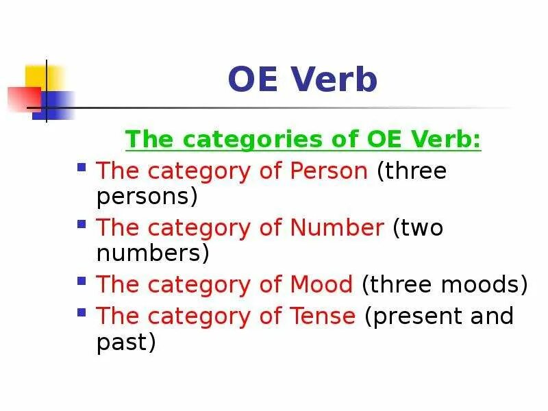 The categories of number. Category of person and number of the verb. the category of person of the verb. number of verbs. categories of verb.