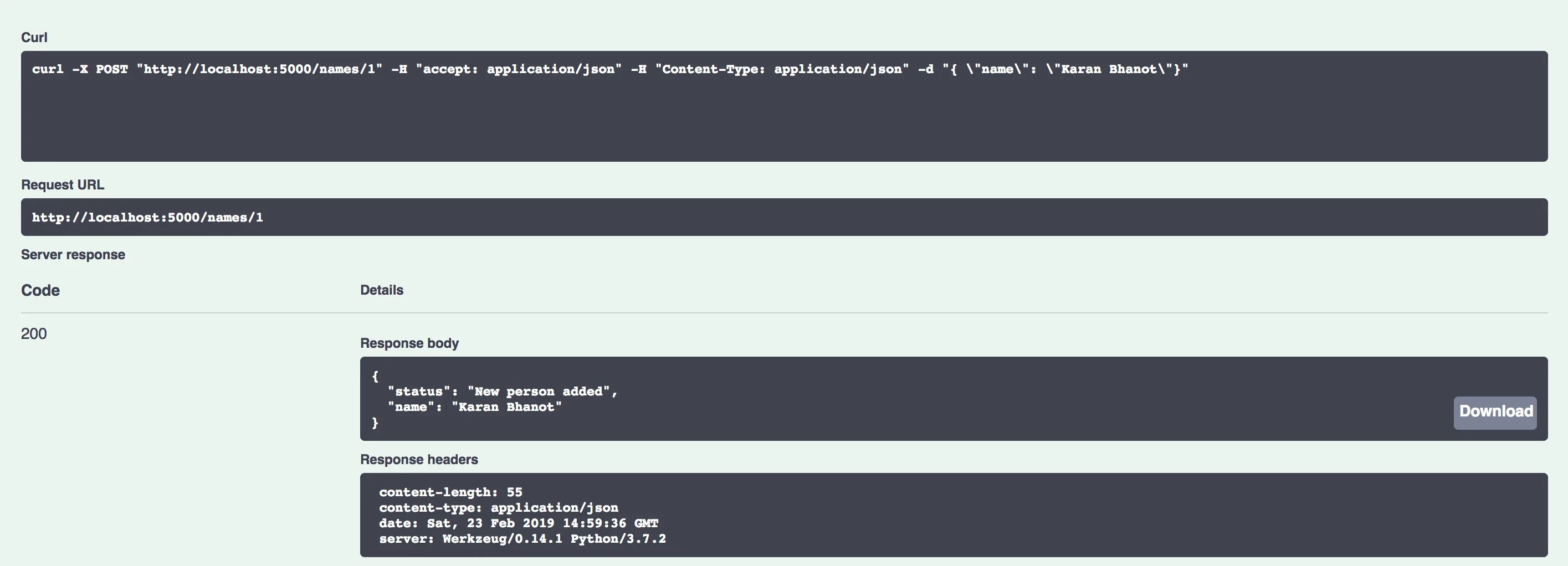 Request content type application json