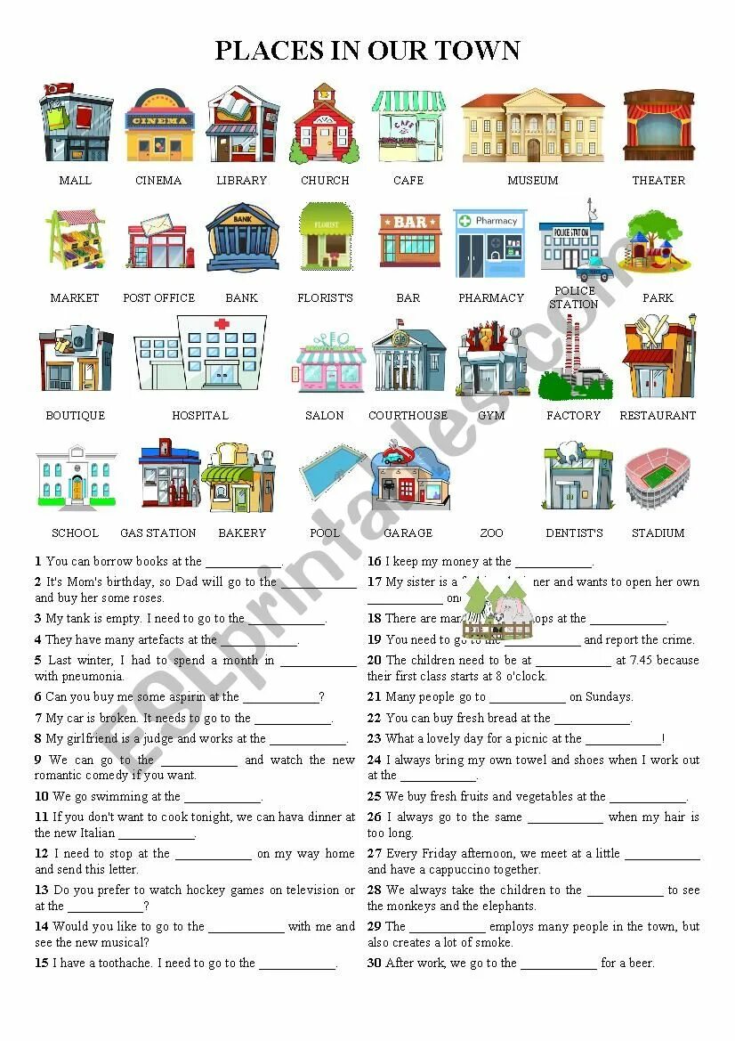My town reading. Город задания на английском. Места в городе worksheets. The place where i live. In a town текст.