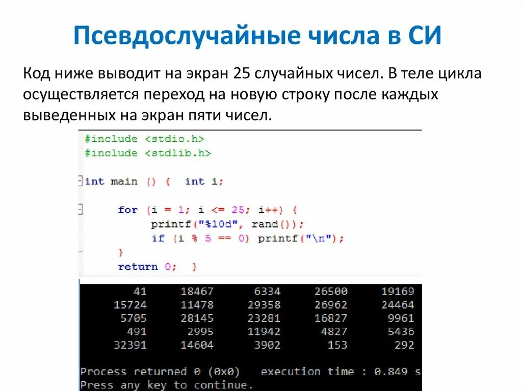 Генерация случайных чисел в си. Псевдослучайные числа. Генератор псевдослучайных чисел. Псевдослучайные числа и случайные числа.