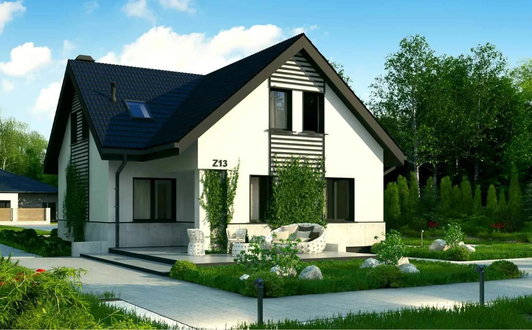 проект самого простого дома. проект самого простого дома. польские проекты домов и коттеджей z500. планировка коттеджа. дом с мансардой и террасой 120кв.