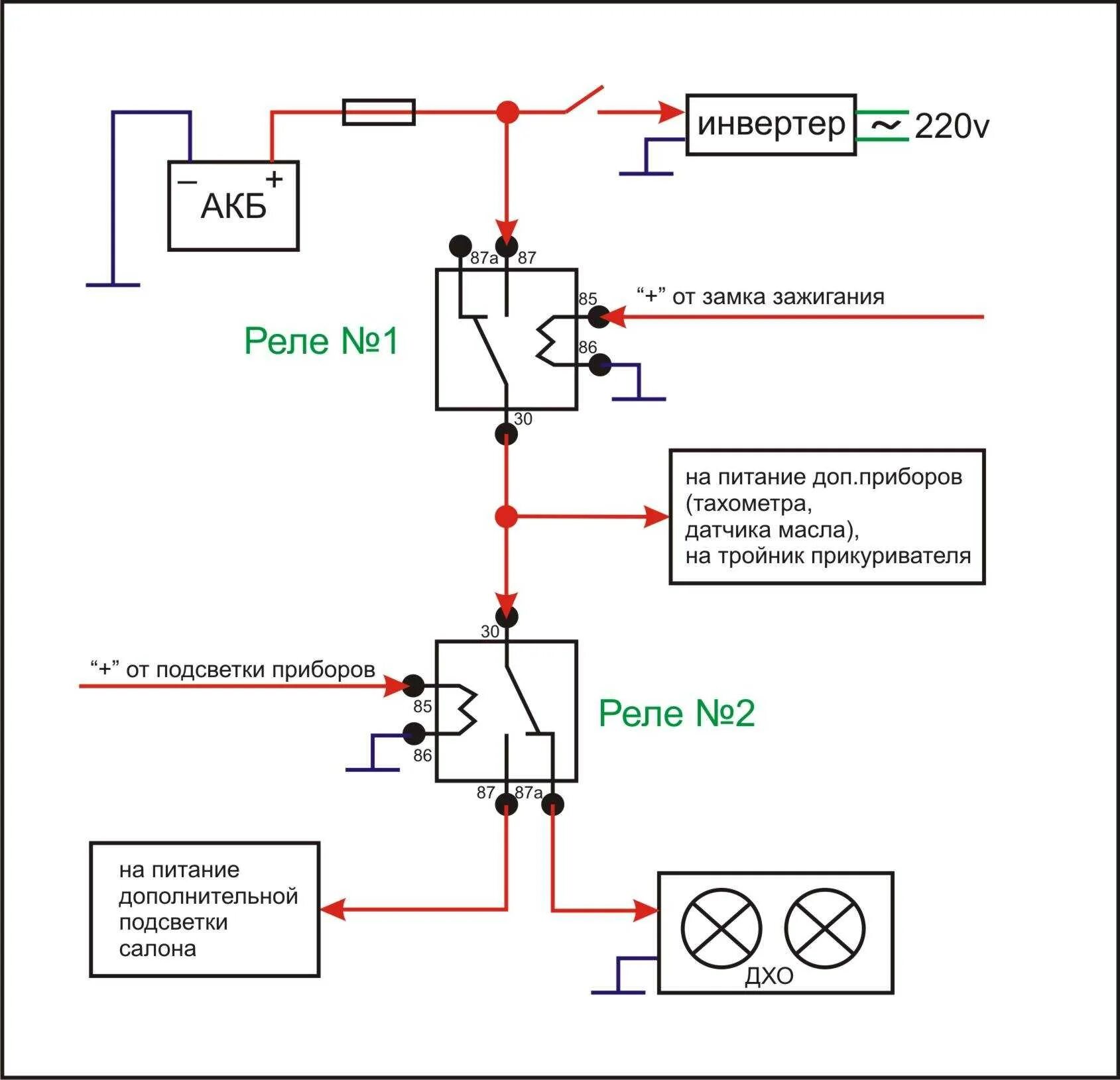 Как подключить дхо через. Схема подключения ходовых огней через реле и кнопку. Схема подключения ДХО С блоком управления через реле. Схема ДХО на двух реле. Схемы подключения ДХО к561.