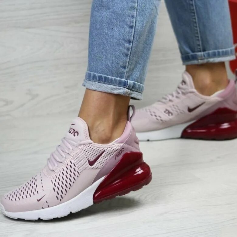 Кроссовки Nike женские Air пудровые. Nike Air Max 270 розовый с бордовым. Nike Air Max 270 женские. Nike 270 женские розовые. Найк с пяткой