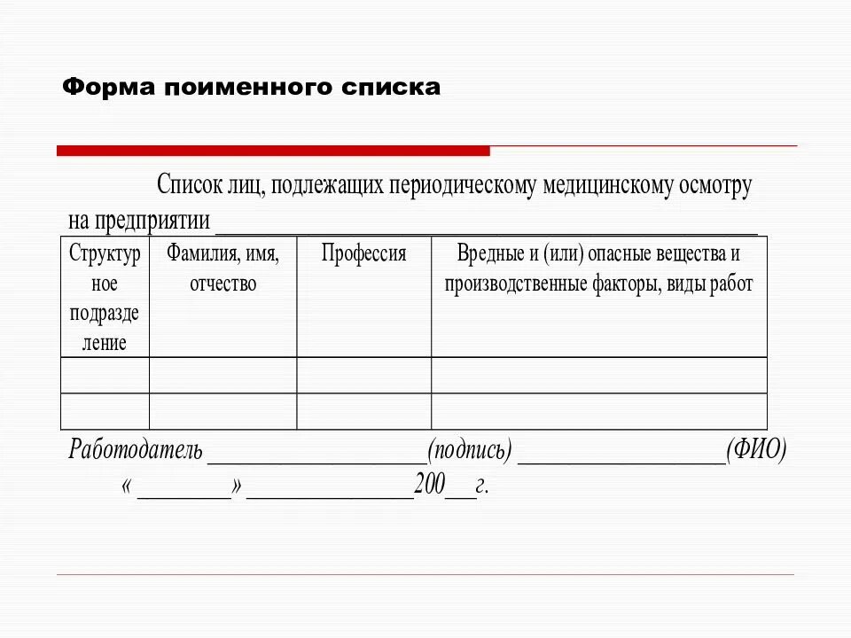 Образец списка на медосмотр. Перечень образец. Список работников для прохождения медосмотра. Бланк список сотрудников.