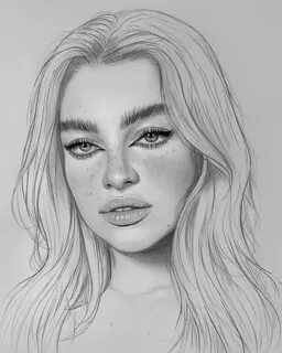 Лицо девушки нарисованное карандашом
