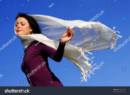 Woman Blowing Wind Scarf Stock Photo 20027239 - Shutterstock.