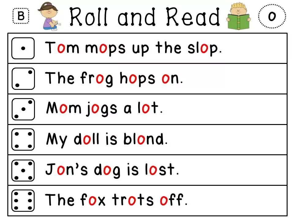 Read text c. Roll and read. worksheets чтение. phonics o. letter u чтение.