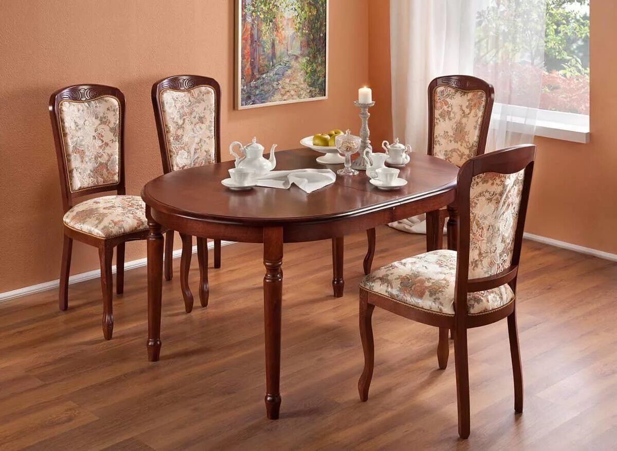 Экомебель стол, Ромео, 1000х(1300-1670), орех. Стол обеденный ORDT-d6060-SPR. Красивые столы и стулья для кухни. Столовые группы для кухни.