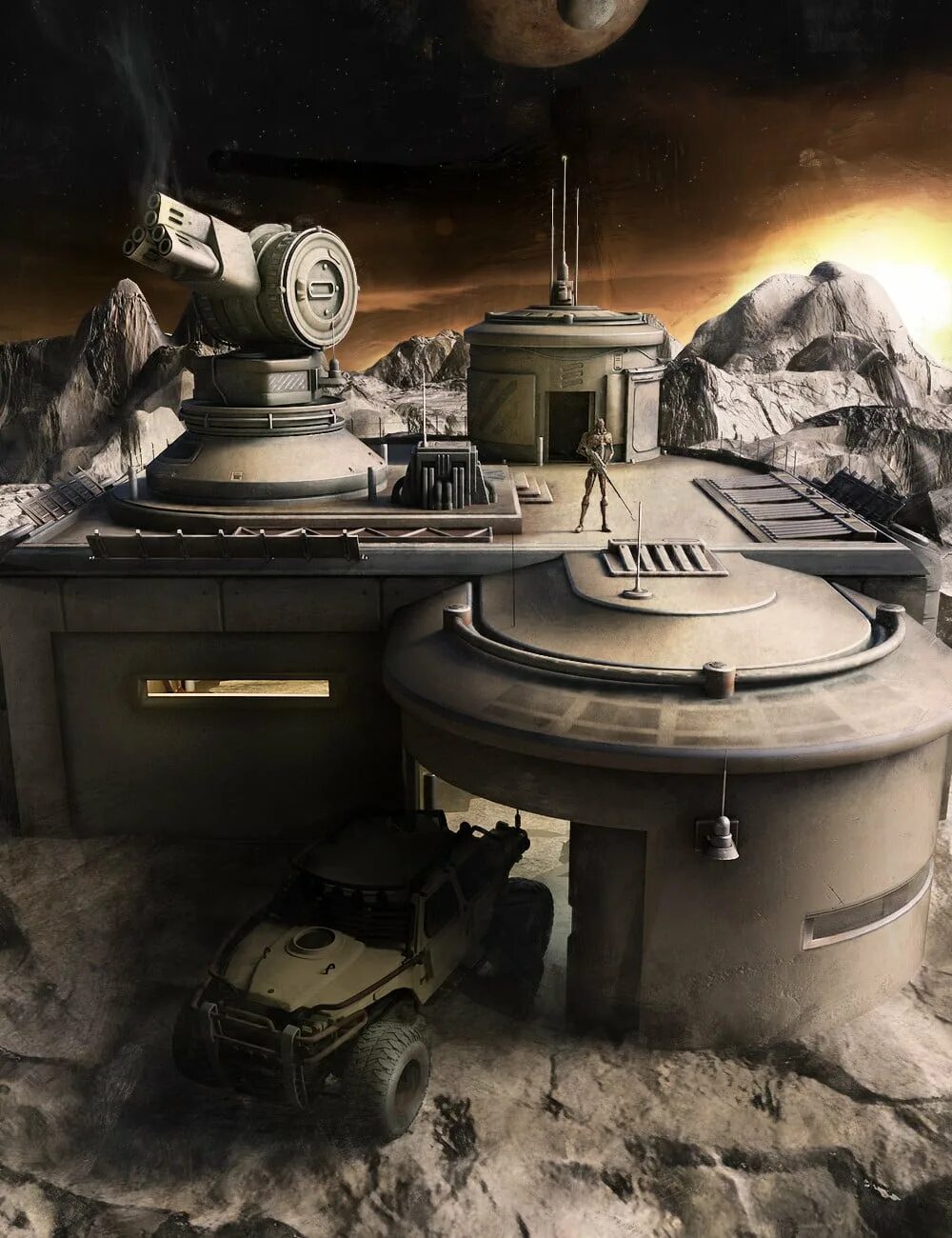 Outpost expanded. Sci fi outpost. military outpost. survivors wall and outpost.