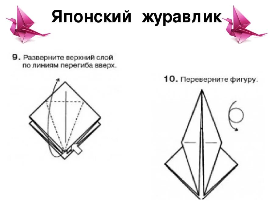 Как сложить бумажного журавлика. Японский Журавлик схема. Как сделать из бумаги журавлика схема. Журавль оригами. Японский Журавлик оригами схема.