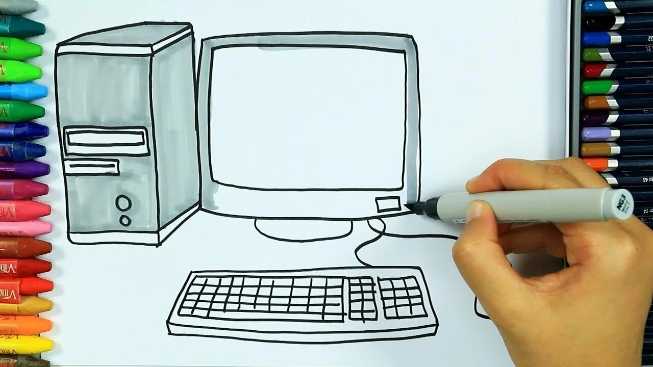 Где на компьютере рисовать без скачивания. Комп рисунок. Компьютер рисунок. Рисование на компьютере. Компьютер карандашом.