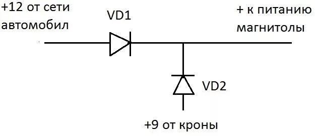 Схема подключения автомагнитолы через диоды. Схема резервного питания автомагнитолы. Подключение магнитолы через диоды схема подключения. Схема подключения автомагнитолы через диоды Шоттки.