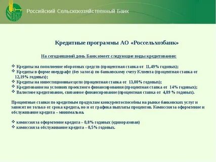 Банк россельхозбанк кредит