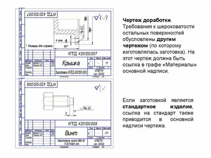 Требования к чертежам деталей