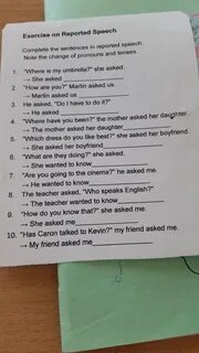 Complete the sentences in reported speech
