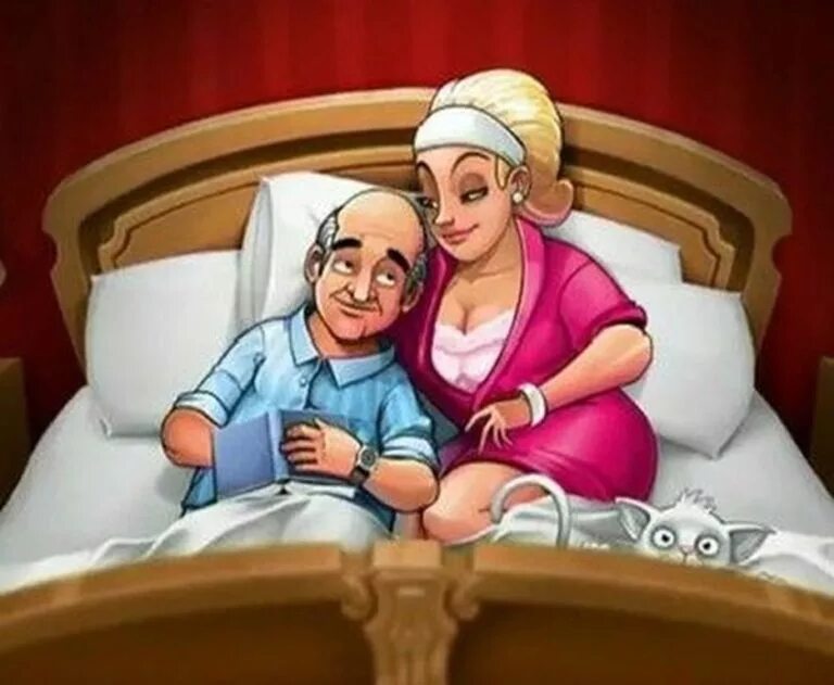 Муж и жена в постели карикатура. Мужчина и женщина в постели карикатура.