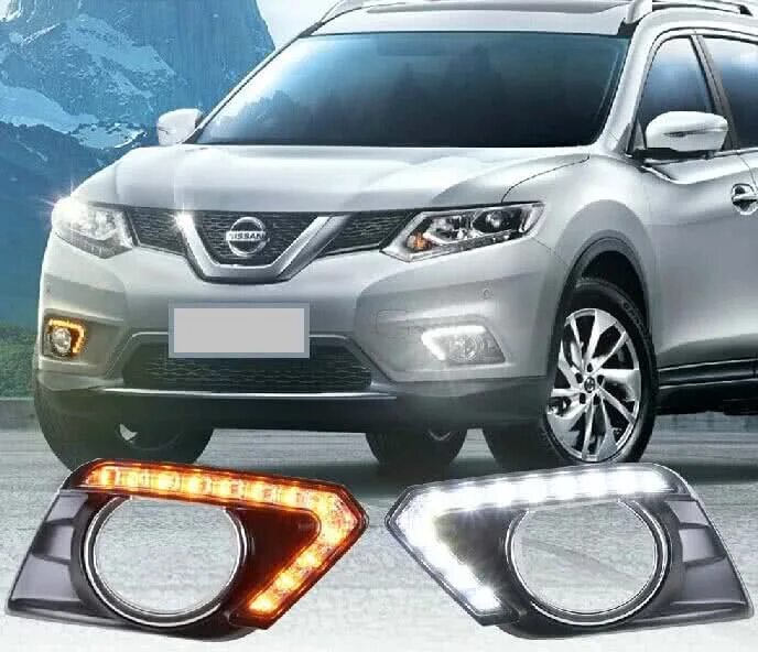 Дхо ниссан террано. Ходовые огни Nissan x-Trail t32. Фара Ниссан х-Трейл т32. Фара x Trail t32. Ниссан х Трейл 32 ПТФ.