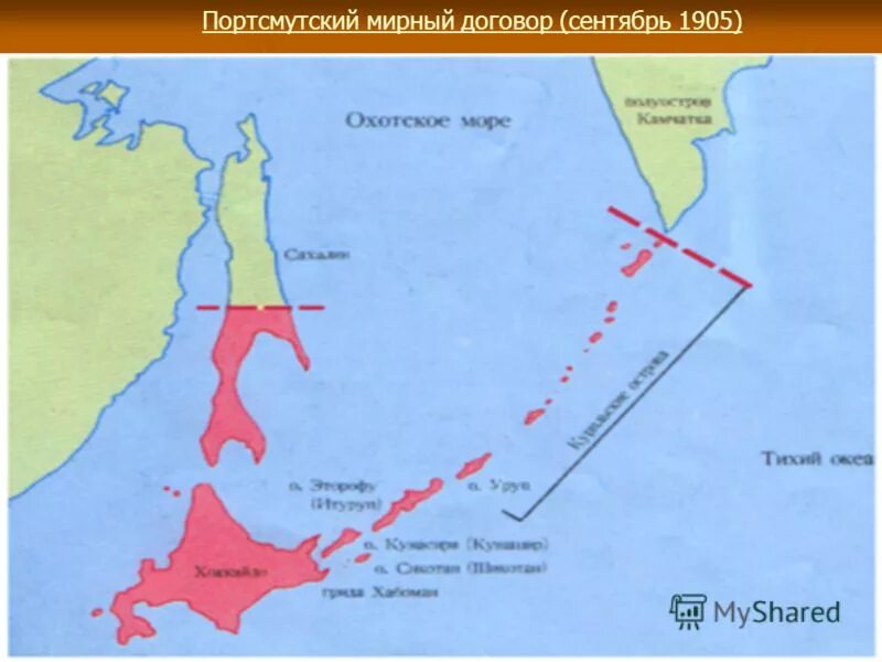 Условия мирного договора русско японской войны. Курильские острова до русско японской войны. Портсмутский Мирный договор Курилы.