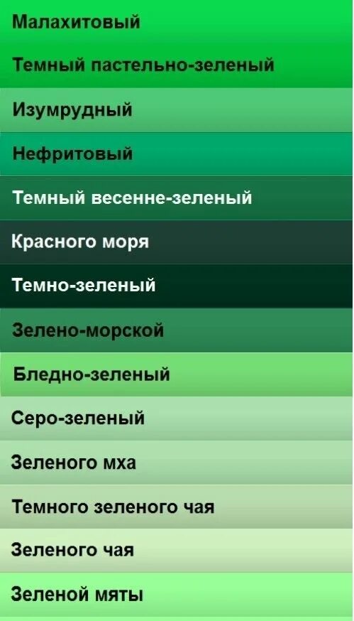 Какие оттенки имеет зеленый цвет. Оттенки зеленого. Оттенки зелёного цвета. Зеленый цвет названия. Зелёные оттенки цветов названия.