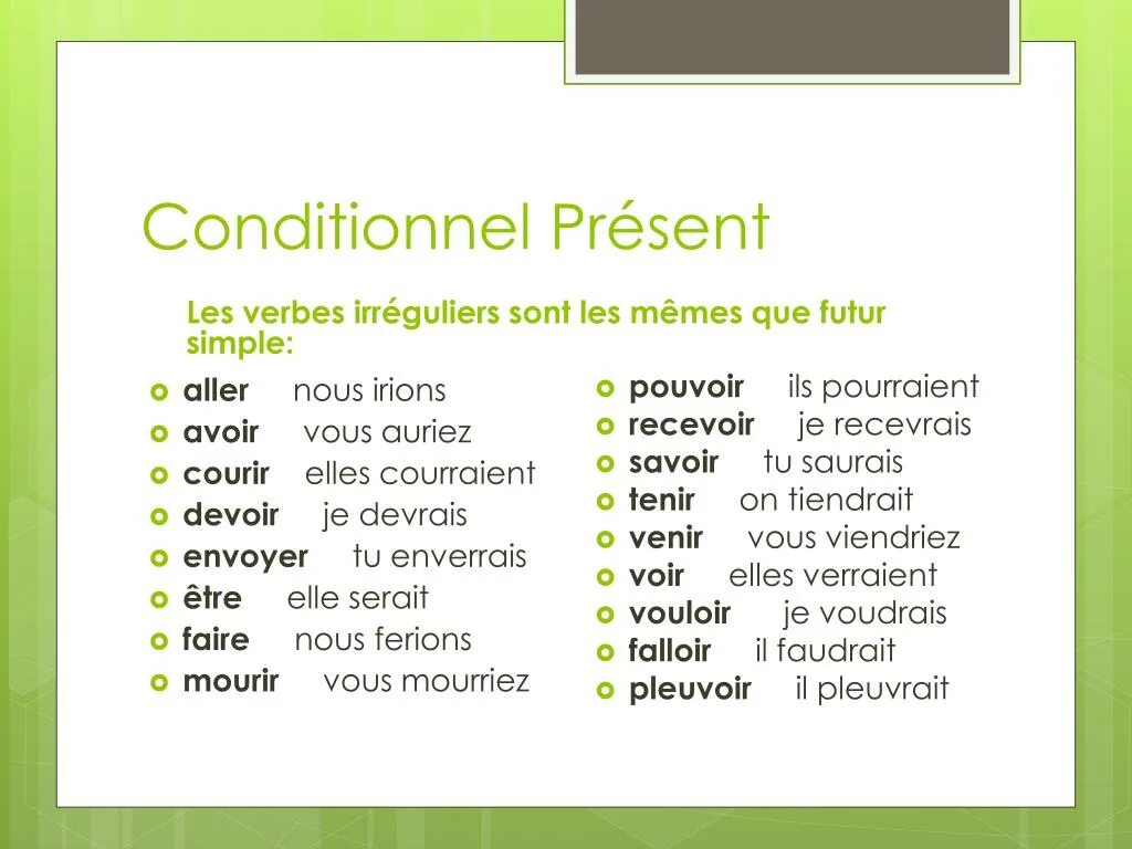 Present simple french. Conditionnel present во французском. Conditionnel французский таблица. Conditionnel passe во французском. Образование conditionnel present во французском.